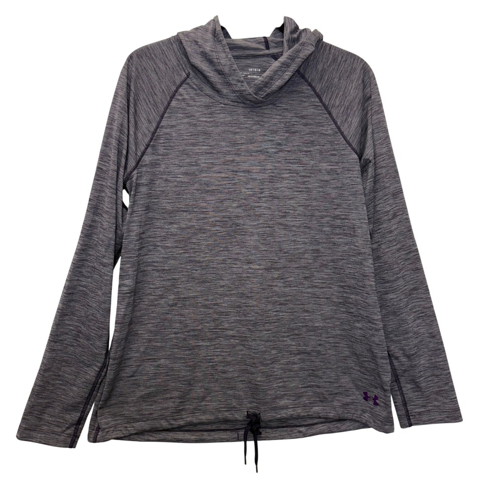 Under Armour HeatGear Purple Heathered Long Sleeve Hoodie Top Women's Large‎